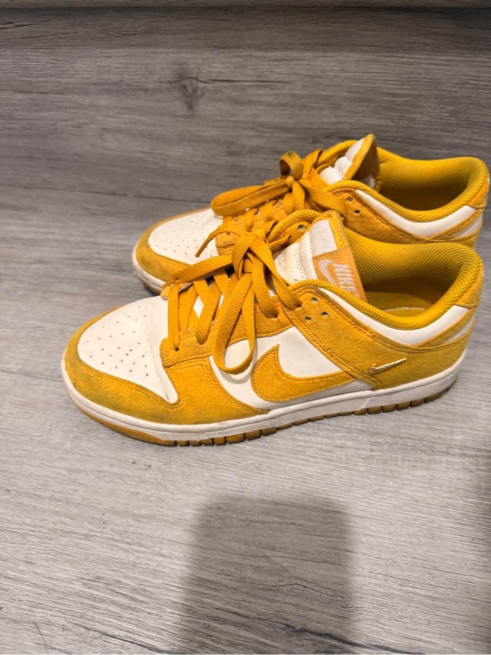 Nike Women’s Low-Top Sneakers in Yellow and White Suede